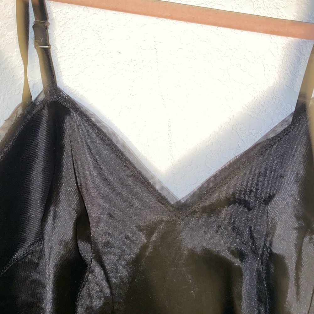 Vintage Vanity Fair Mesh Trim Black Bias Midi Coquette Fairy Slip Dress/Gown 8 - Picture 8 of 14